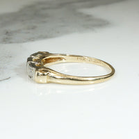 Two-Tone Gold & Diamond Retro Wedding Band