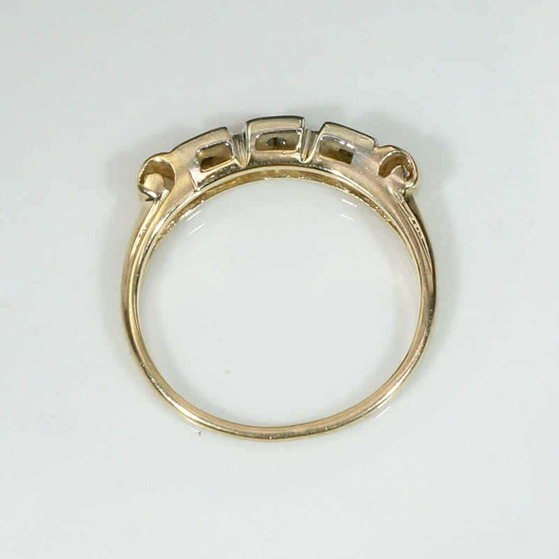 Two-Tone Gold & Diamond Retro Wedding Band