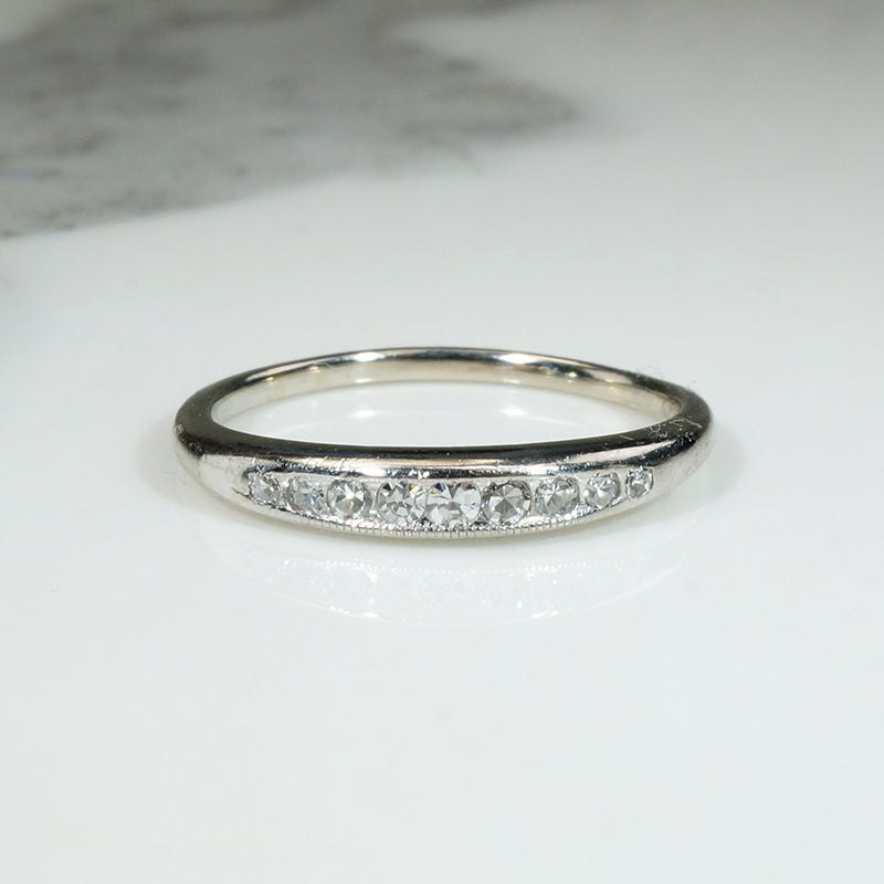 Sleek Mid Century Diamond & White Gold Band