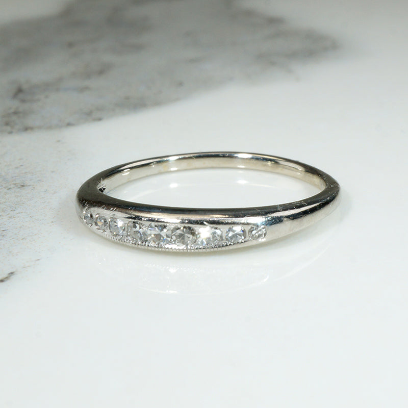 Sleek Mid Century Diamond & White Gold Band