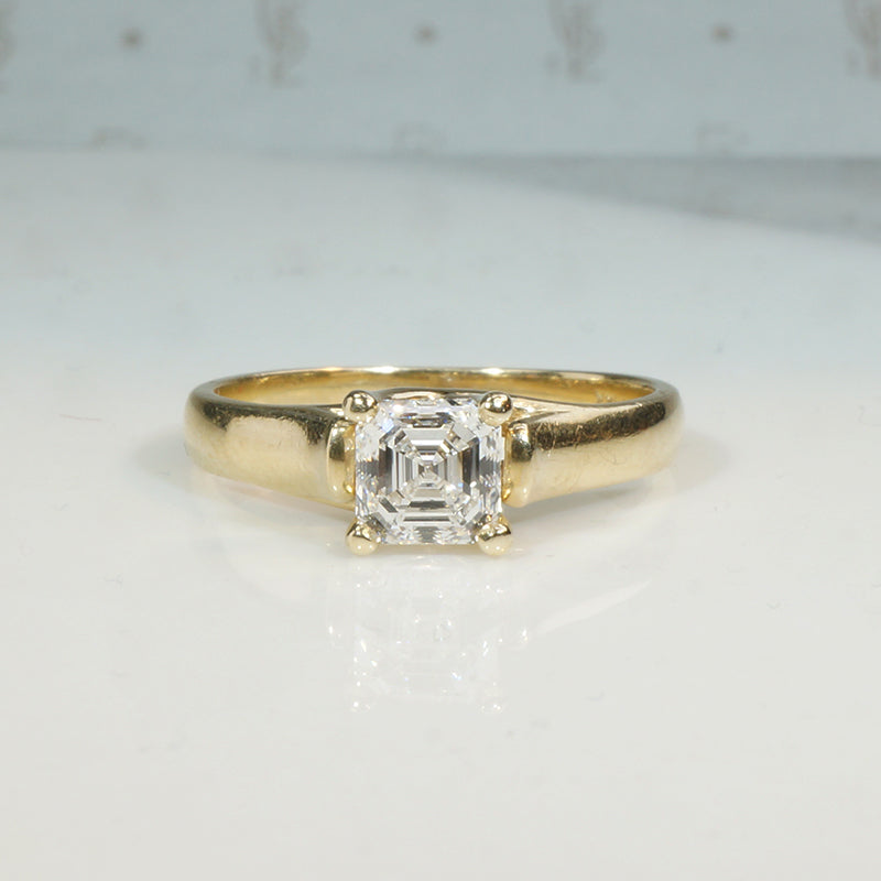 Dizzying Square Emerald Cut Diamond Solitaire Ring