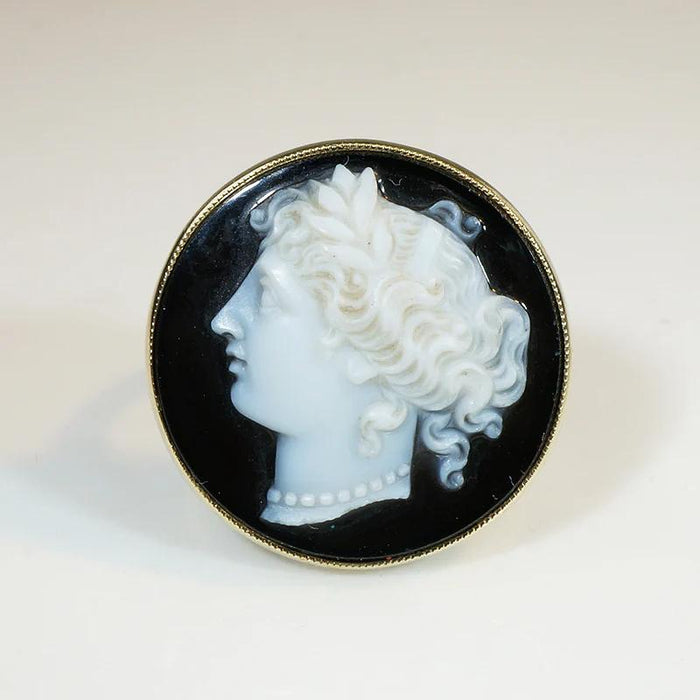 Mirror Twins Victorian Cameo in 1920s Gold Ring