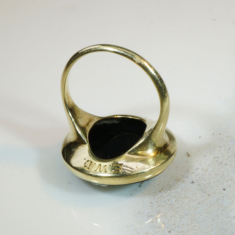 Mirror Twins Victorian Cameo in 1920s Gold Ring