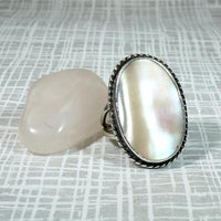 Satiny Mother of Pearl in Sterling Silver Ring