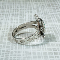 Rocker Stamp Turquoise & Coin Silver Ring