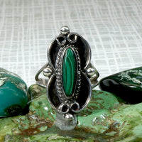 Stunning Striated Malachite in Sterling Overlay Ring