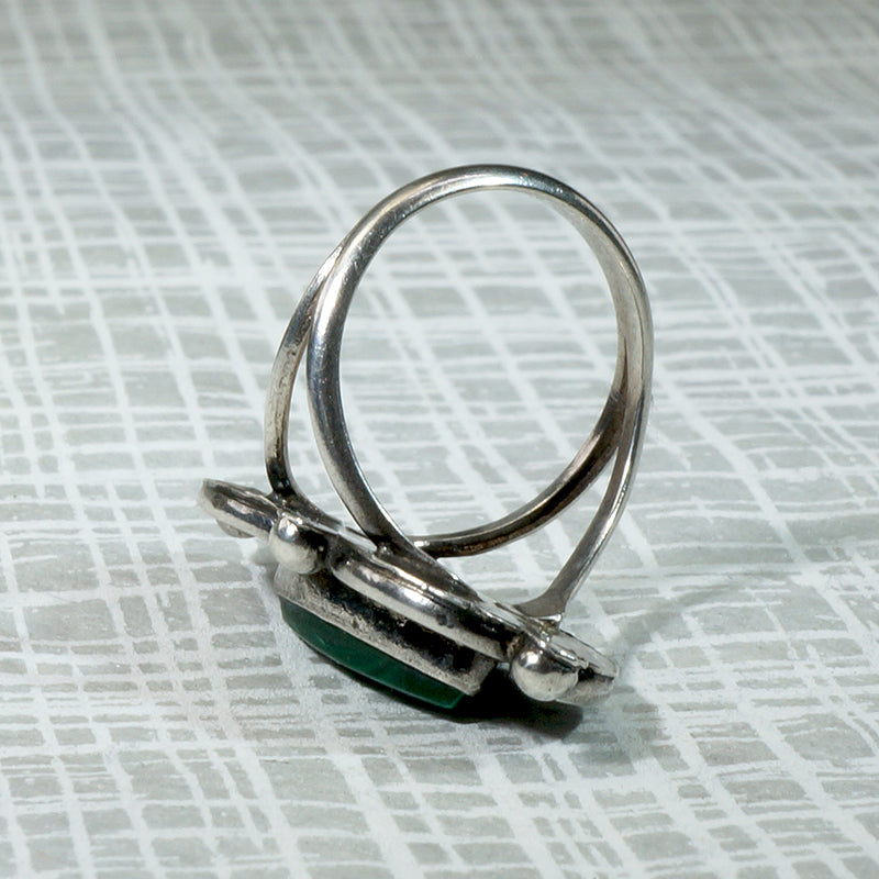 Stunning Striated Malachite in Sterling Overlay Ring