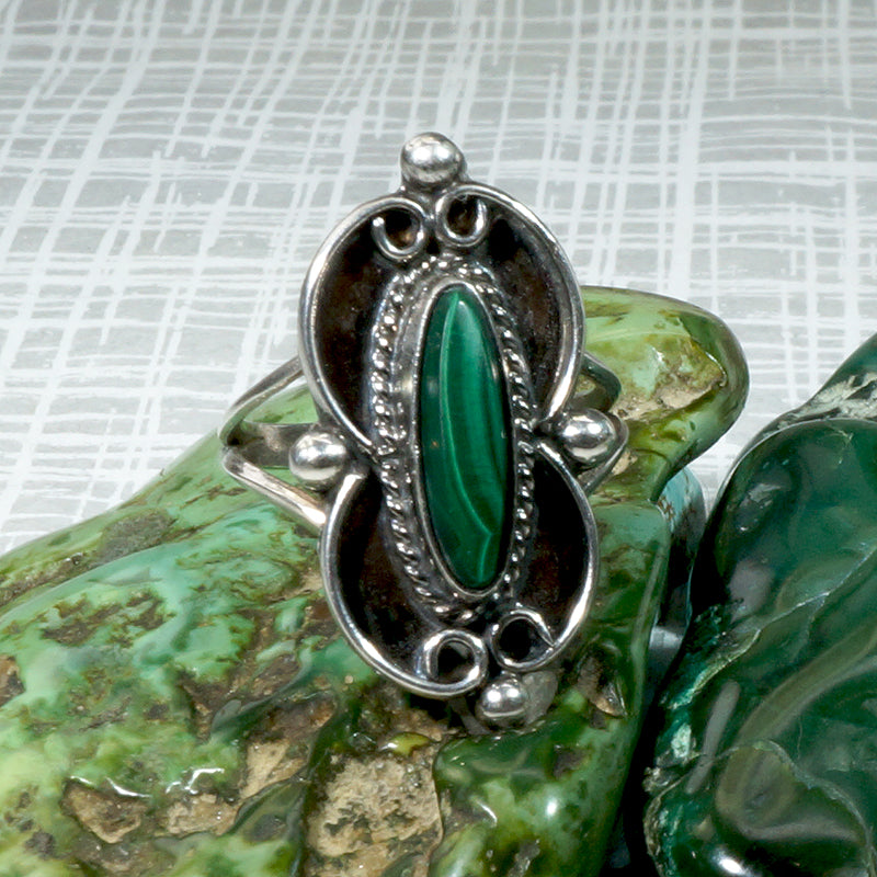 Stunning Striated Malachite in Sterling Overlay Ring