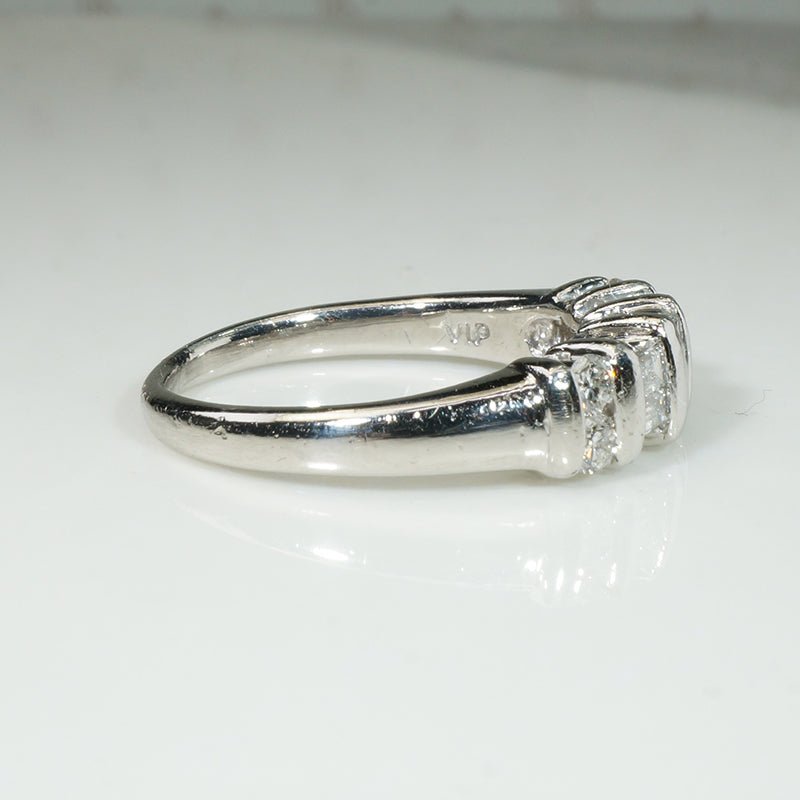 Platinum and Diamond Baguette and Rounds Chunky Band