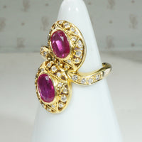 Wild Ruby & Diamond 1960s Toi et Moi Ring
