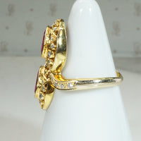 Wild Ruby & Diamond 1960s Toi et Moi Ring