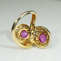 Wild Ruby & Diamond 1960s Toi et Moi Ring