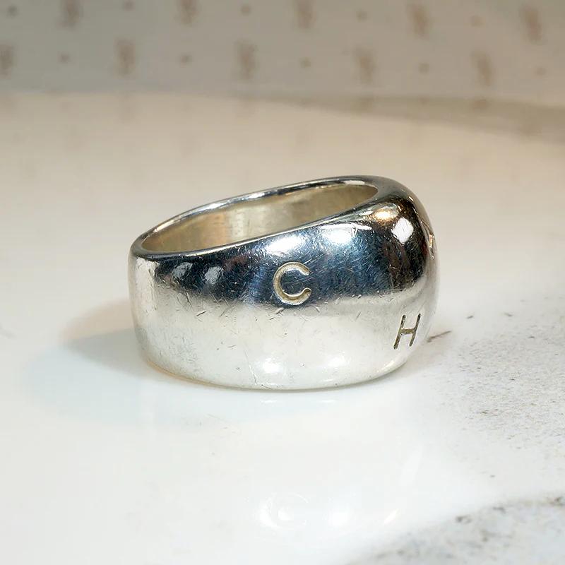Chanel Sterling Dome Band with Original Box