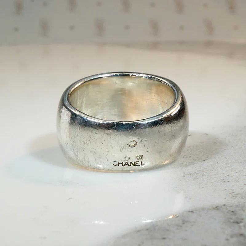 Chanel Sterling Dome Band with Original Box