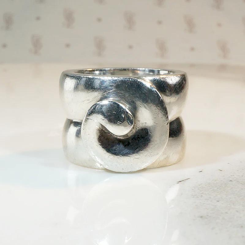 Extra Wide Sterling Silver Swirl Band