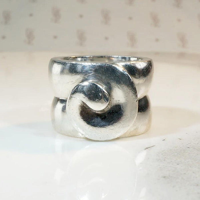 Extra Wide Sterling Silver Swirl Band