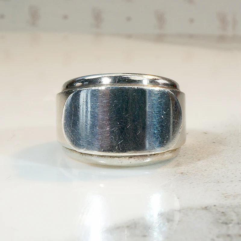 Edgy Sterling Silver Signet Ring