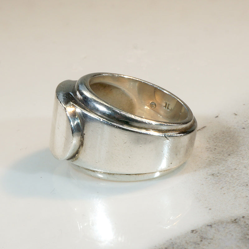 Edgy Sterling Silver Signet Ring