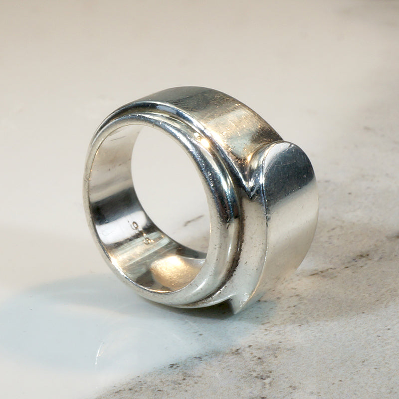Edgy Sterling Silver Signet Ring