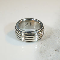Heavy Grooved Sterling Band Marked "Paris"