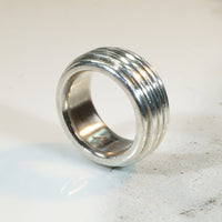 Heavy Grooved Sterling Band Marked "Paris"