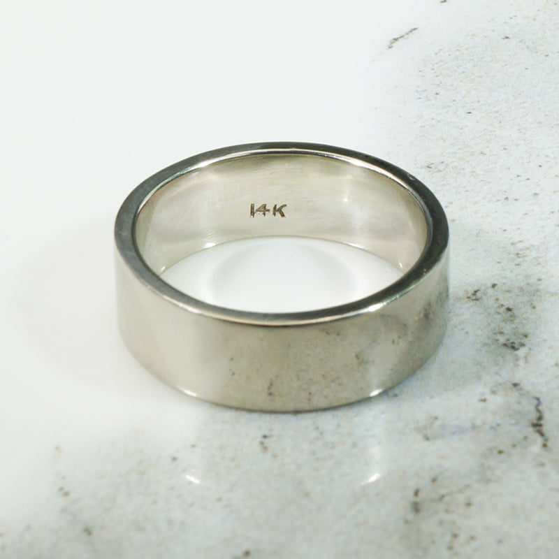 Classic 14k White Gold Flat Wedding Band