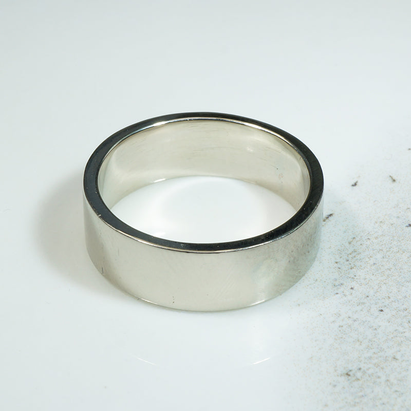 Handsome Flat 14k White Gold Wedding Band