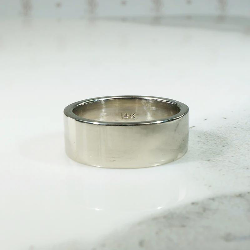 Vintage 14k White Gold Flat Wedding Band