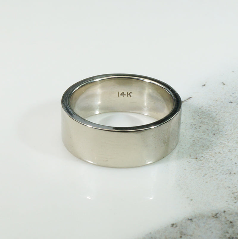 Vintage 14k White Gold Flat Wedding Band