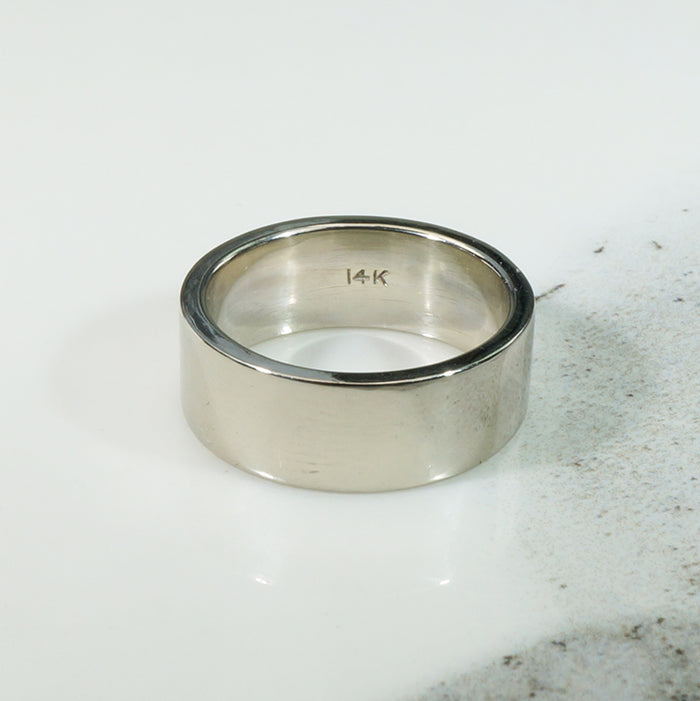 Vintage 14k White Gold Flat Wedding Band