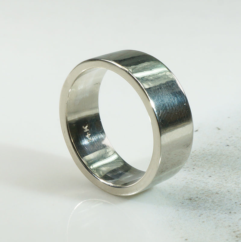 Vintage 14k White Gold Flat Wedding Band