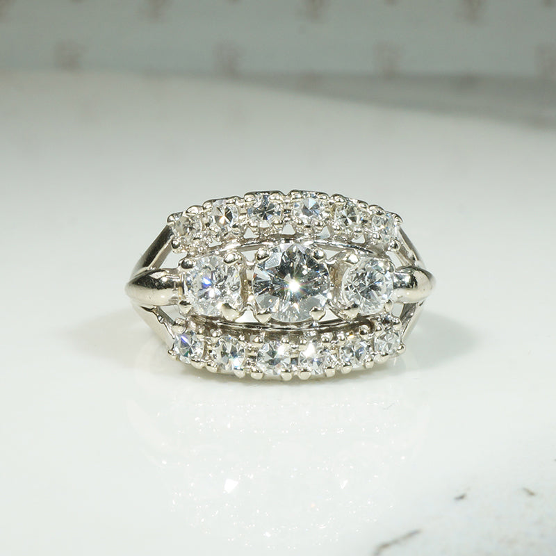 Glamorous 1960s Three-Row Diamond Ring