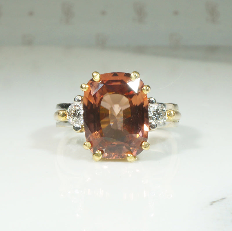 Striking Topaz & Diamond Two-Tone Cocktail Ring