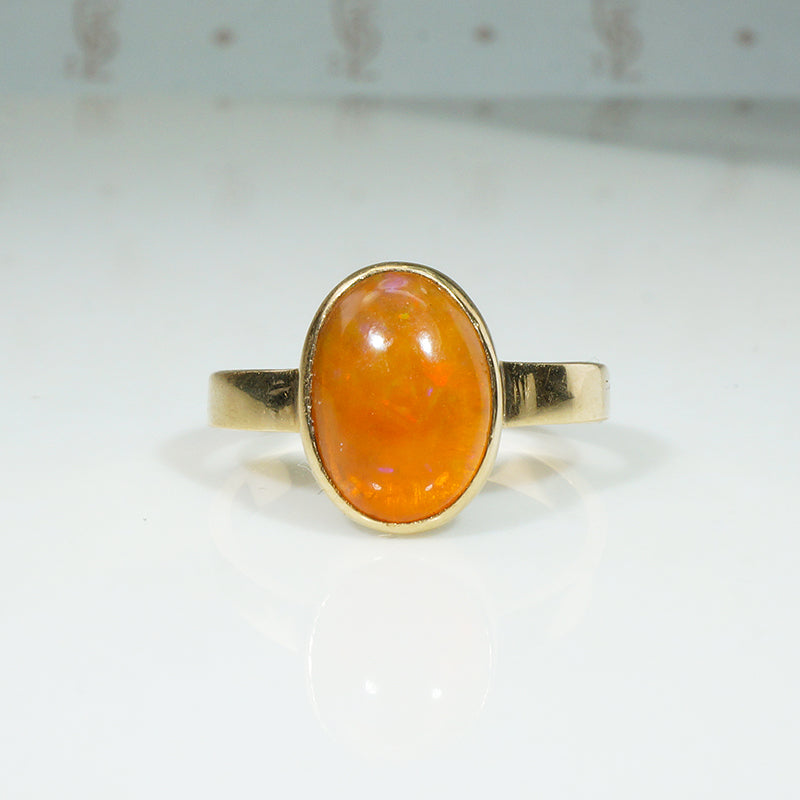 Smoldering Fire Opal Solitaire Ring
