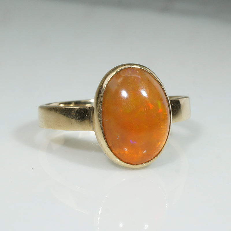 Smoldering Fire Opal Solitaire Ring