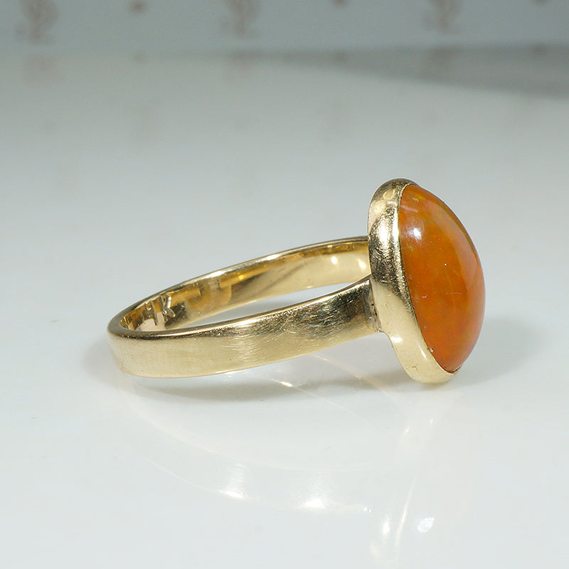 Smoldering Fire Opal Solitaire Ring