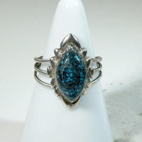 Striking Zuni Turquoise & Sterling Ring Signed W. Quam