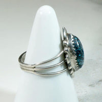 Striking Zuni Turquoise & Sterling Ring Signed W. Quam