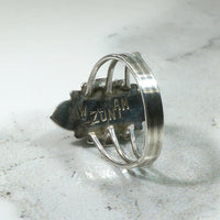 Striking Zuni Turquoise & Sterling Ring Signed W. Quam
