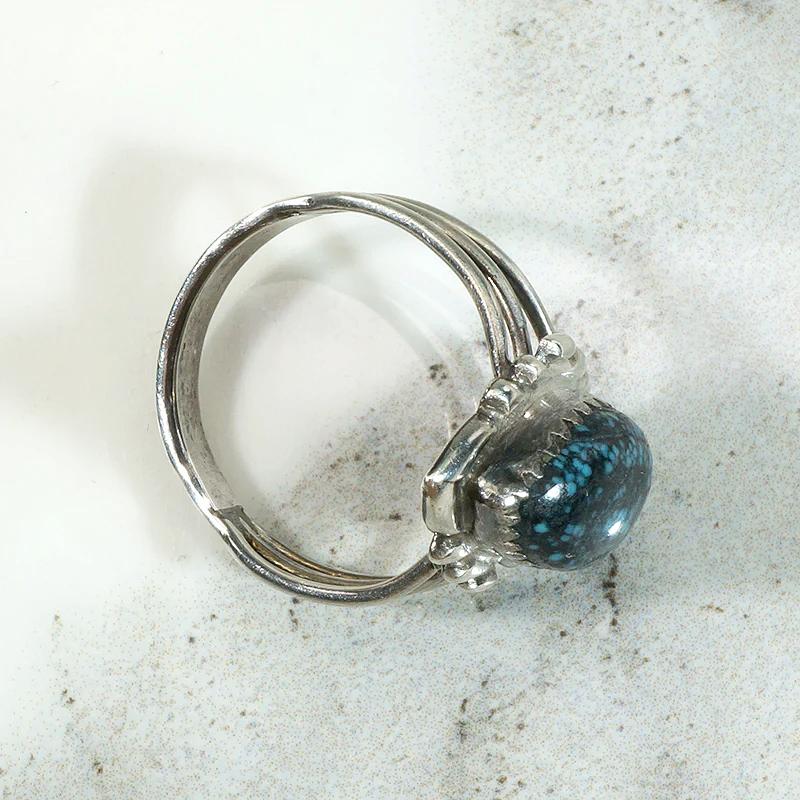 Striking Zuni Turquoise & Sterling Ring Signed W. Quam