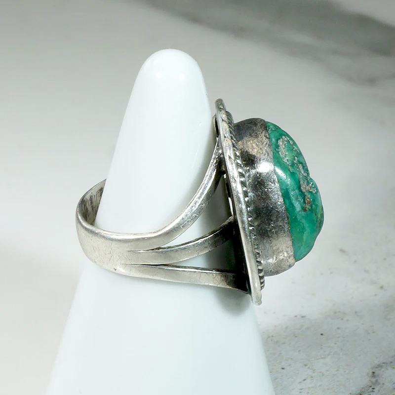 Bold Green Turquoise & Sterling Navajo Ring