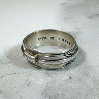 Sculpted Sterling Feather Band by H. Mace