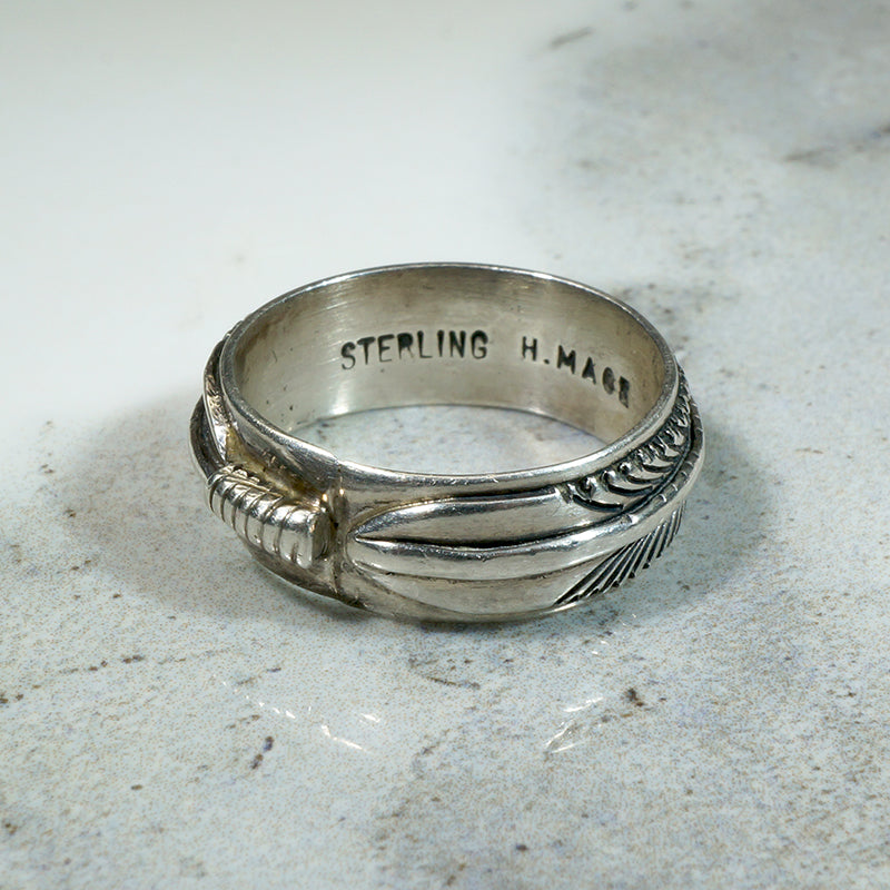 Sculpted Sterling Feather Band by H. Mace