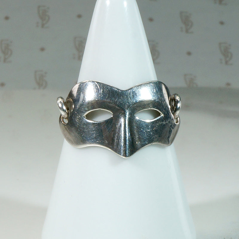 Sterling Silver Columbina Carnival Mask Ring