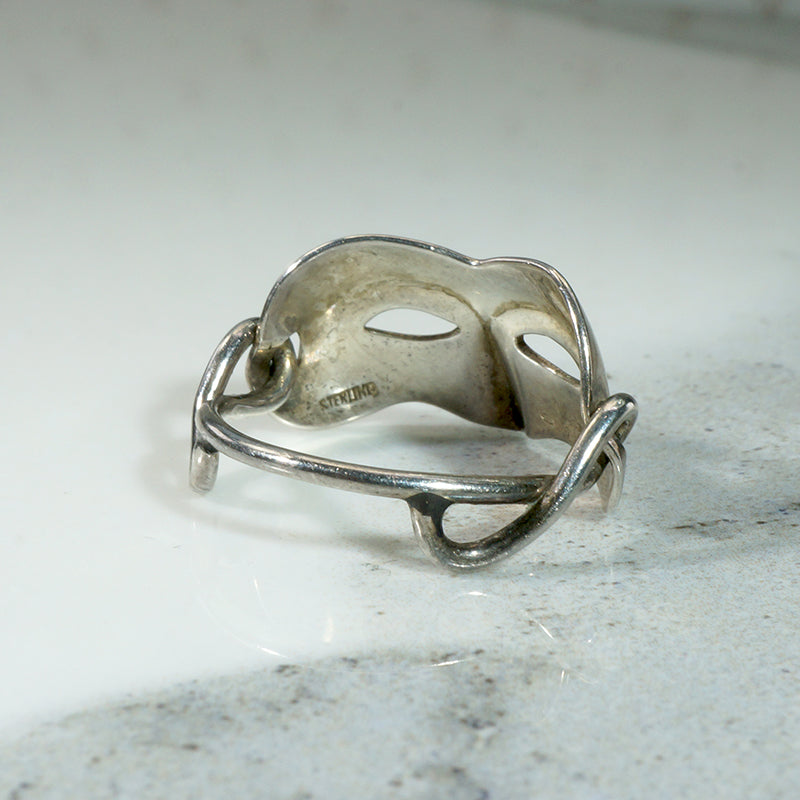 Sterling Silver Columbina Carnival Mask Ring