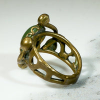 Strange Brass & Nephrite Jade 1960s Ring
