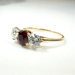 Incredible Ruby in Trilogy Ring with Dazzling Diamonds