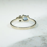 Jaunty Pear Cut Sapphire & Diamonds in White Gold Ring