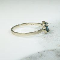 Jaunty Pear Cut Sapphire & Diamonds in White Gold Ring