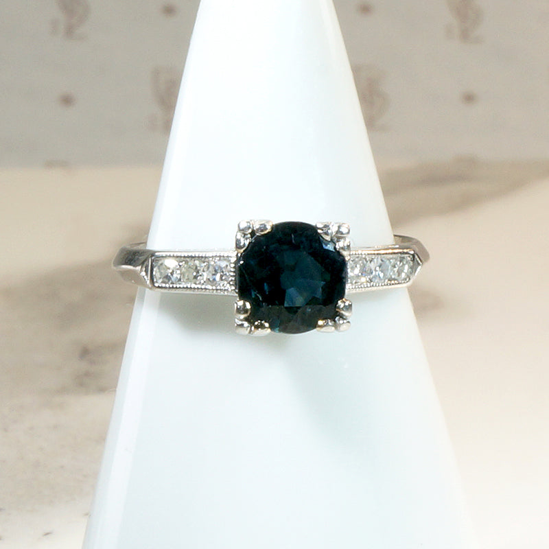 Sapphire Engagement Ring with Crisp Platinum Details